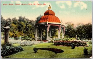 Band Stand Tower Grove Park St. Louis Missouri MO Landscaped Grounds Postcard