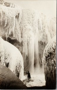 Niagara Falls Ontario Frozen Falls Water c1918 RPPC Postcard E82 *as is