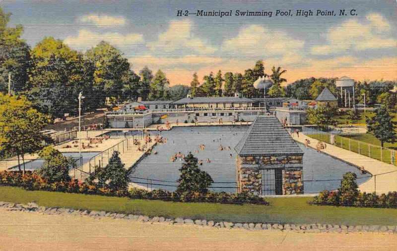 City Swimming Pool High Point North Carolina 1950s linen postcard