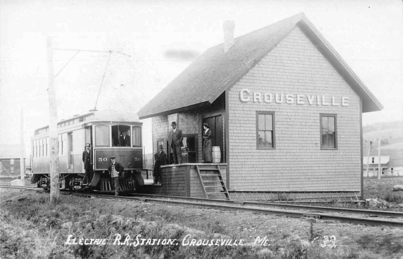 Crouseville Maine Electric Railroad Station Real Photo Vintage Postcard JD933164