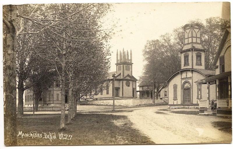 Manchester Depot VT Churches Street View RPPC Real Photo Postcard