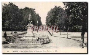 Old Postcard Tarbes Allees Carnot And Statue Of Baron Larrey