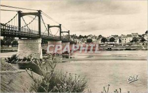 Postcard Modern Chateauneuf sur Loire Suspension Bridge and the Loire