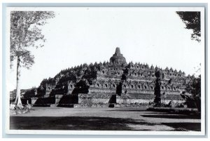 Muntilan Java Indonesia Postcard Borobudur Temple c1920's Unposted RPPC Photo