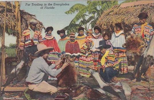 Seminole Indians Fur Trading In The Everglades Of Florida Curteich