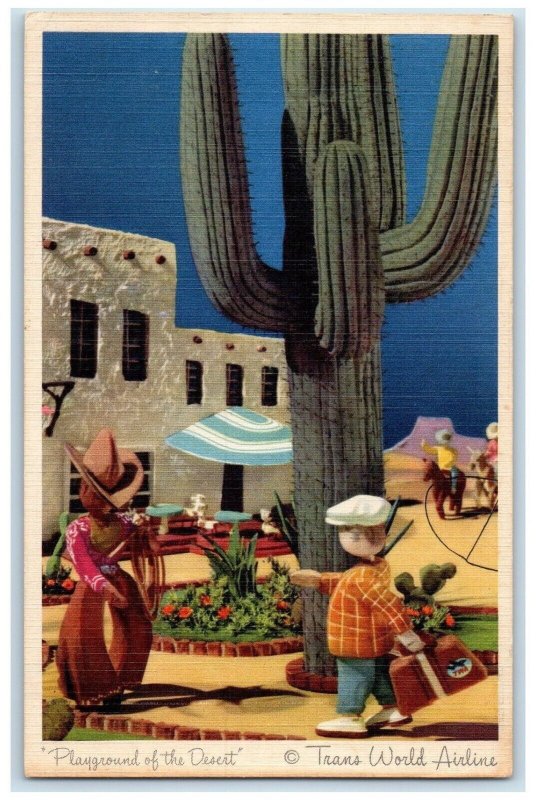 1950 Playground Of The Desert Trans World Airline Las Vegas Nevada NV Postcard