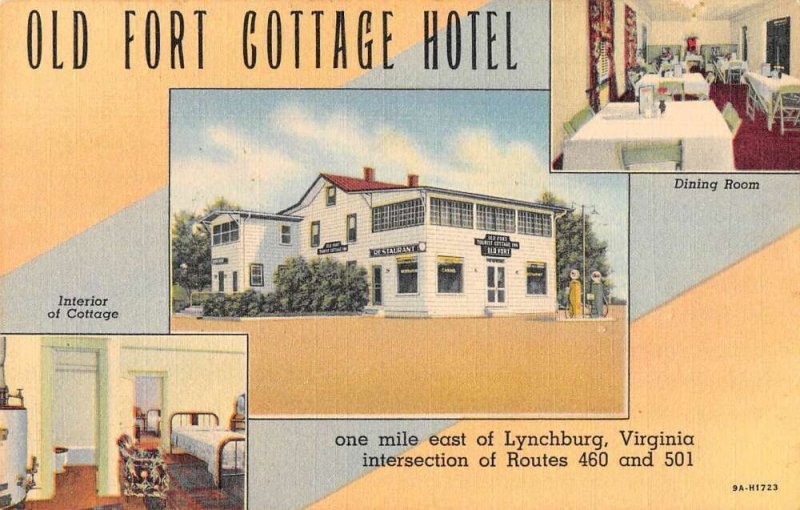 Lynchburg Virginia Old Fort Cottage Hotel Vintage Postcard AA48054