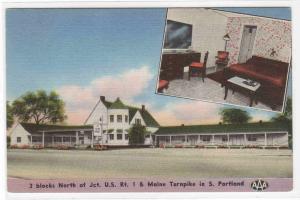 Maine Motel US 1 Portland Maine ME linen postcard