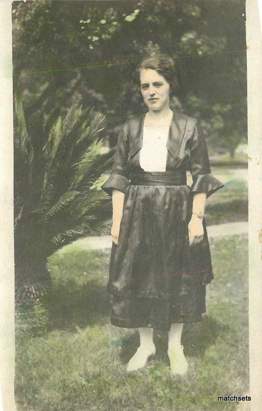 C-1910 Hand Tinted Woman wearing Dress RPPC real photo postcard 6277