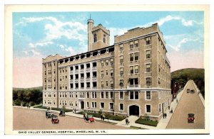 Antique Ohio Valley General Hospital, Street Scene, Wheeling, WV Postcard