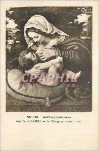 Old Postcard Louvre Museum Paris Andrea Solario The Madonna of the Green Cushion