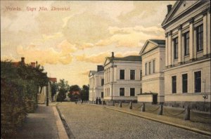 Vasteras Sweden Laroverket Hogre Allm Street Scene c1910 Vintage Postcard