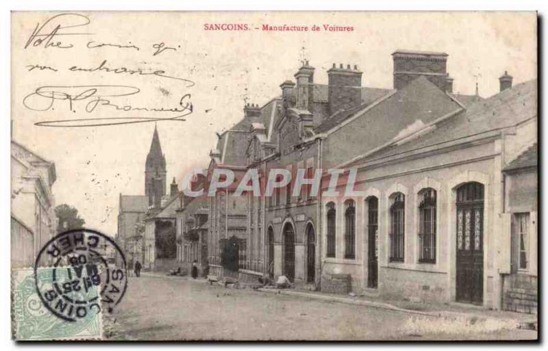 Sancoins - Manufacture of Cars - Old Postcard