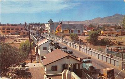 Birdseye View International Bridge Ciudad Juárez, Mexico c1950s Vintage Postcard