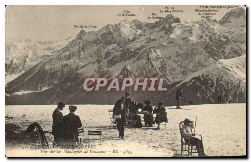 Old Postcard Luchon Superbagneres Vur on Ies Mountains Venasque