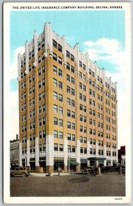 Vtg Salina Kansas KS United Life Insurance Company Building 1930s Postcard