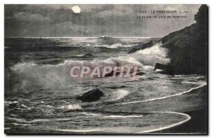 Old Postcard Pouliguen beach one day storm