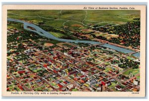 Air View Of Business Section Thriving Pueblo Colorado CO Vintage Postcard 