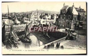 Old Postcard Honfleur Lieutenancy and Port Boat