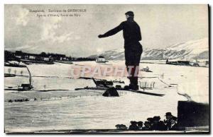 Old Postcard of Sports & # 39hiver skiing Surroundings Dauphine Grenoble jump...