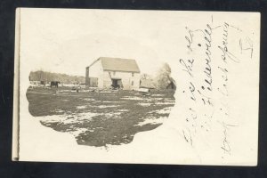RPPC BRUNSWICK NEBRASKA HILDEVILLE FARM BARN 1912 REAL PHOTO POSTCARD
