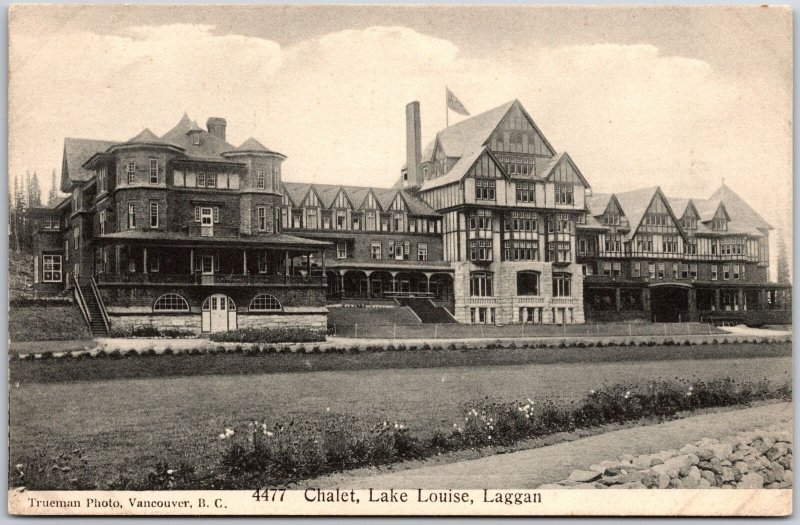 Chalet Lake Louise Laggan Alberta Canada Building Postcard