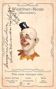 Weather Mose Baraometer Clown Circus 1907 light crease, corner wear, missing ...