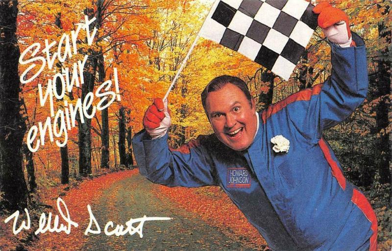 Howard Johnson ROAD RALLY   Weatherman WILLARD SCOTT  Advertising postcard