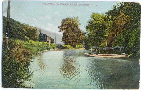 D/B Train & Boat, Owasco Inlet near Auburn NY New York 1909