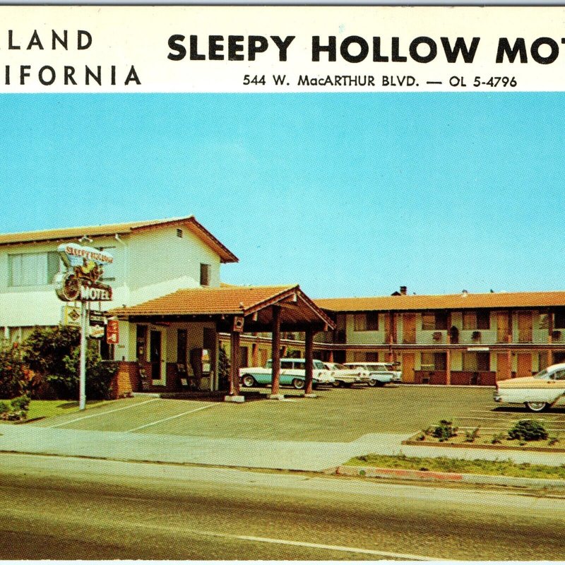 c1950s Oakland, CA Sleepy Hollow Motel San Francisco Chevrolet Car PC Vtg A126