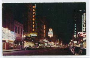 Main Street At Night Little Rock Arkansas 1964 postcard