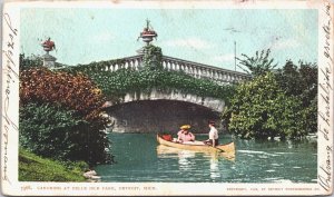 USA Canoeing At Belle Isle Park Detroit Michigan Vintage Postcard 09.25