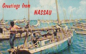 Bahamas Nassau Harbor Fishing Smacks Greetings From