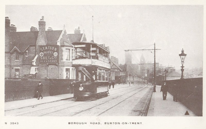 Borough Road Burton On Trent Bus Hotel Bass Beer Advertising Postcard