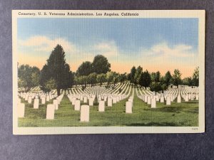 Cemetary U.S. Veterans Association Los Angeles CA Linen Postcard H1162084844