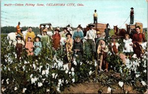 Postcard Children Cotton Picking Scene in Oklahoma City, Oklahoma