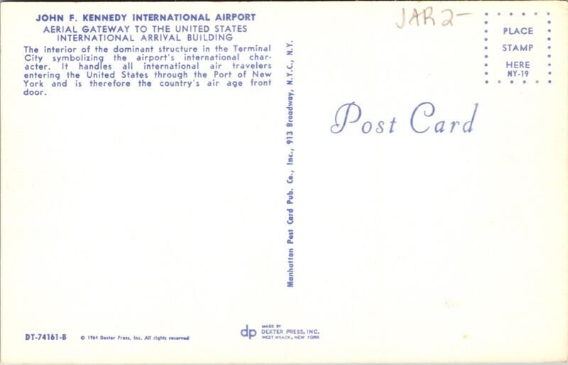 John F Kennedy International Airport Aerial Gateway US International Postcard