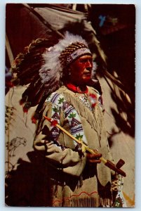 c1950's Chief Running Horse Native American Petley Unposted Vintage Postcard