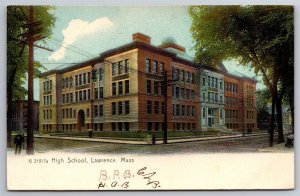 High School Lawrence Mass C1907 UDB Postcard V22