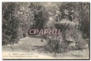 Postcard Old Troyes Garden Chevreuse The Vase Wine had bronze sculptor Brinde...