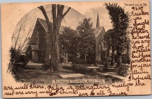 Postcard VA Norfolk St. Paul's Church Jamestown Celebration cancel