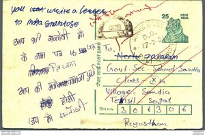 India Postal Stationery Tiger 25