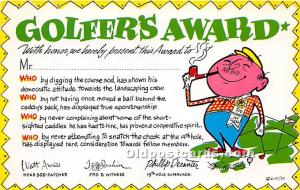 Golfers Award Golf Unused 