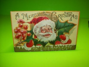 Antique Christmas Postcard Santa Embossed Art St Nicholas Series 3 Original 1908