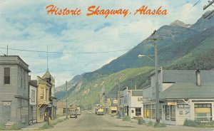 Historic Skagway, Alaska Street Scene White Pass & Yukon 1968 Vintage Postcard