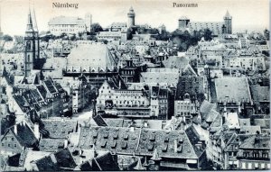 postcard Germany, Bavaria, Nuremberg - Panoramic view of Nurnberg