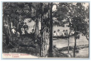 1909 Boating Scene Camping Grounds Boissevain Manitoba Canada Posted Postcard