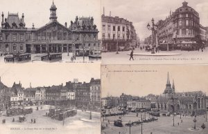 Roubaix Rue De La Gare Train Station French Transport 4x Postcard s