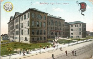 Seattle WA Broadway High School c1909 Postcard F52