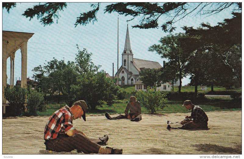 Fishermen Mending Nets, Yarmouth, Nova Scotia, Canada, 40's-60's